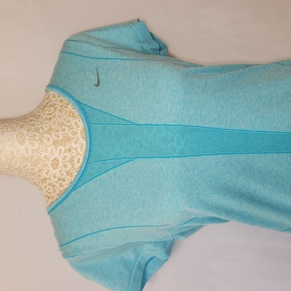 Nike Just Do It Blue Running Limited Edition Knit Short Sleeve Lightweight Top - Picture 2 of 10